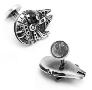 Millenium Falcon Cufflinks /// Check out all our other Star Wars gift ideas on our blog! // #starwars #starwarsparty #maythefourthbewithyou #starwarsbirthday #milleniumfalcon #cufflinks maythefourthbewithyoupartyblog.com