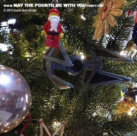 Star Wars Christmas TIE-Interceptor Ornament // Check out our blog for lots more Star Wars decor. // #starwars #starwarsparty #maythefourthbewithyou #starwarsbirthday #tieinterceptor #Christmas maythefourthbewithyoupartyblog.com