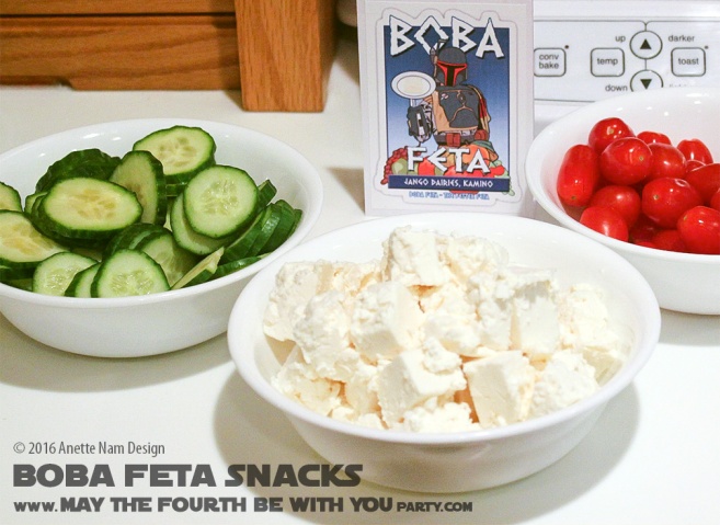 Boba Feta (Boba Fett) Gluten Free Snacks /// Check out our blog for lots of Star Wars Party food recipes and downloadable labels! Great ideas for a Birthday Party or a May the Fourth be with you Party. /// #starwars #starwarsparty #theforceawakens #maythefourthbewithyou #starwarsbirthday #starwarsfood #bobafett #feta #glutenfree #foodart #recipe #cheese #appetizer #salad #snacks// maythefourthbewithyoupartyblog.com