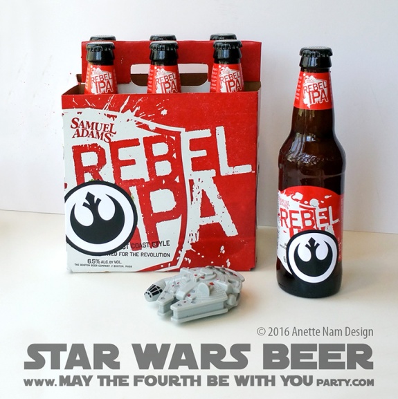 Star Wars Food: Rebel Beer /// Check out our blog for lots of Star Wars Party food recipes and downloadable labels! Great for a Birthday Party or a May the Fourth be with you Party. /// #starwars #starwarsparty #theforceawakens #rogueone #rebels #rebel #maythefourthbewithyou #starwarsbirthday #starwarsfood #beer #rebelIPA #spacerock #notyourfathersrootbeer #samueladams #chewbacca #wookiee #chewie #millenniumfalcon // maythefourthbewithyoupartyblog.com