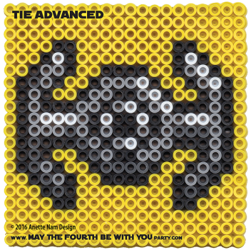 Darth Vader TIE Advanced (TIE Fighter) Perler Pattern. / We add new patterns to our blog every week! Click to follow us / Star Wars perler, hama bead, cross-stitch, knitting, Lego, pixel pattern / Patterns are ©, and your work must include © if posted, & can not be sold. See blog for complete ©. #pixel #pixelart #perler #perlerbeads #hama #hamabeads #fusebeads #starwars #crossstitch #lego #knitting #mosaic #diy #tiefighter #tieadvanced #darthvader #rougeone / maythefourthbewithyoupartyblog.com