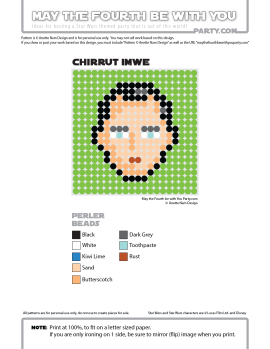 Chirrut Imwe Perler Pattern / Star Wars perler, hama bead, cross-stitch, knitting, Lego, pixel pattern / Patterns are © Your work must include © if posted, and can not be sold. See blog for complete ©. #pixel #pixelart #perler #perlerbeads #hama #beads #hamabeads #artkal #fusebeads #starwars #crossstitch #lego #knitting #mosaic #chirrutimwe #chirrut #imwe #rogueone #rogue one #star #wars #pattern maythefourthbewithyoupartyblog.com
