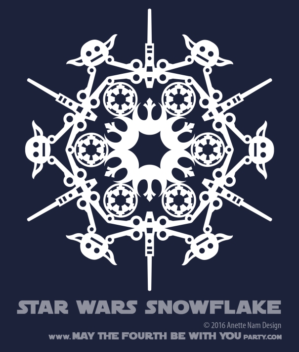 Downloadable Star Wars Snowflakes /// We add new Star Wars crafts to our blog every week! Design is copyrighted and for personal use only. See blog for details. /// #starwars #star wars #snowflake #paperart #downloadable #cutpaper #silhouette #silhouettecameo #silkscreen #paper #papercraft /// maythefourthbewithyoupartyblog.com