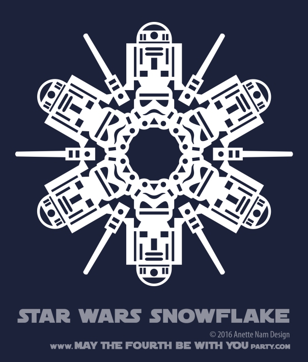 Downloadable Star Wars Snowflakes /// We add new Star Wars crafts to our blog every week! Design is copyrighted and for personal use only. See blog for details. /// #starwars #star wars #snowflake #paperart #downloadable #cutpaper #silhouette #silhouettecameo #silkscreen #paper #papercraft /// maythefourthbewithyoupartyblog.com